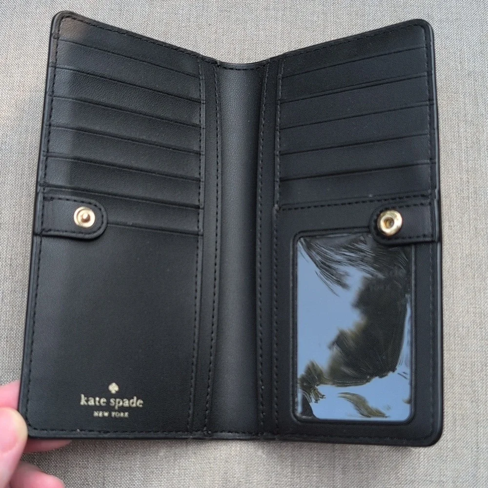 Kate Spade NY Staci Colorblock Large Slim Black, Nude, & Gold Wallet Leather
